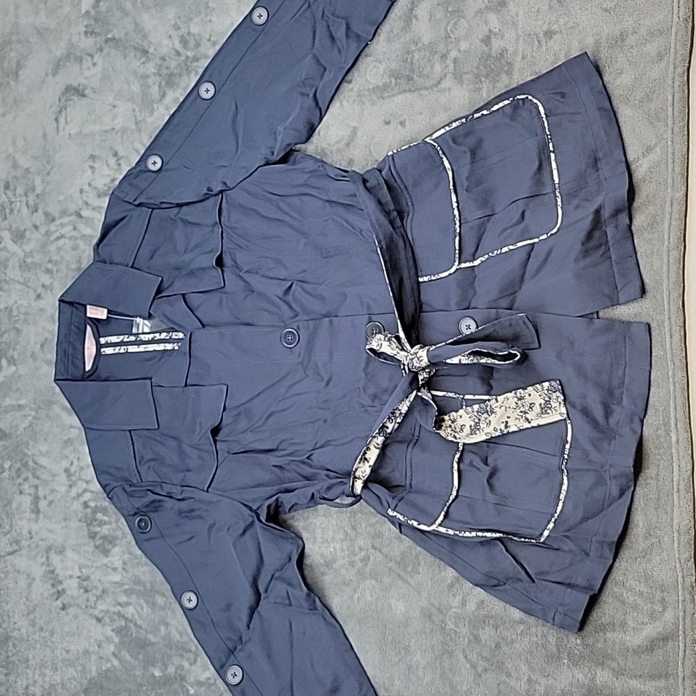 Laurie Felt Belted Utility Jacket with Contrast Print Details Size 14